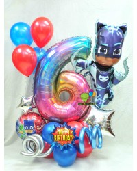Happy 6th PJ Mask Birthday Number Design